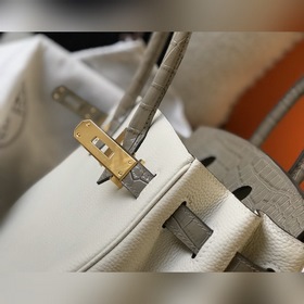 Hermès Молочный коктейль белый имитация крокодила Togo сумка Од