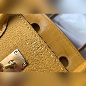 Hermès Янтарно-желтый Имитация крокодиловой кожи Togo сумка Же