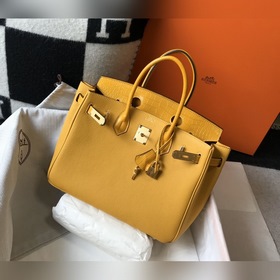 Hermès Янтарно-желтый Имитация крокодиловой кожи Togo сумка Же