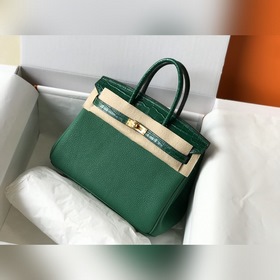 Hermès Шелковисто-зеленая сумка Togo из искусственной кожи кроко