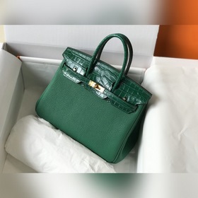Hermès Шелковисто-зеленая сумка Togo из искусственной кожи кроко