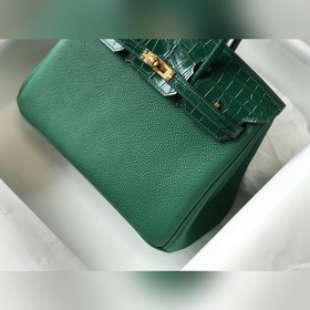 Hermès Шелковисто-зеленая сумка Togo из искусственной кожи кроко