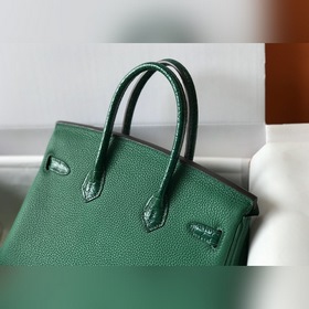 Hermès Шелковисто-зеленая сумка Togo из искусственной кожи кроко