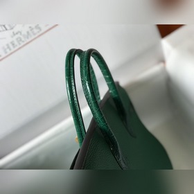 Hermès Шелковисто-зеленая сумка Togo из искусственной кожи кроко