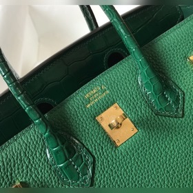 Hermès Шелковисто-зеленая сумка Togo из искусственной кожи кроко