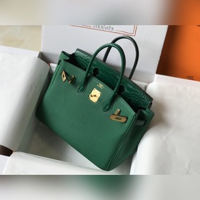 Hermès Шелковисто-зеленая сумка Togo из искусственной кожи кроко