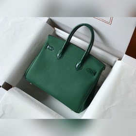 Hermès Шелковисто-зеленая сумка Togo из искусственной кожи кроко