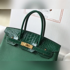 Hermès Шелковисто-зеленая сумка Togo из искусственной кожи кроко