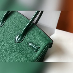 Hermès Шелковисто-зеленая сумка Togo из искусственной кожи кроко