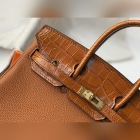 Hermès, золотисто-коричневая сумка из искусственной кожи крокодил