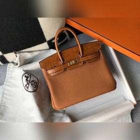 Hermès, золотисто-коричневая сумка из искусственной кожи крокодил