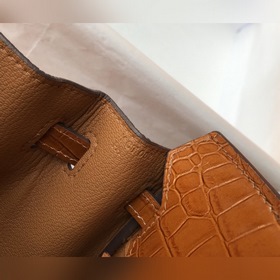 Hermès, золотисто-коричневая сумка из искусственной кожи крокодил