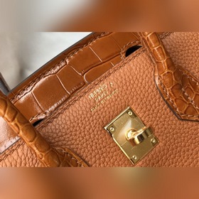 Hermès, золотисто-коричневая сумка из искусственной кожи крокодил