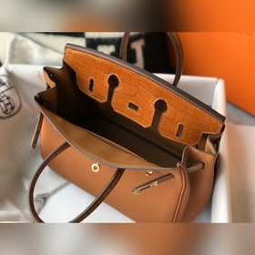 Hermès, золотисто-коричневая сумка из искусственной кожи крокодил