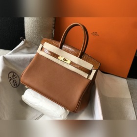 Hermès, золотисто-коричневая сумка из искусственной кожи под крок