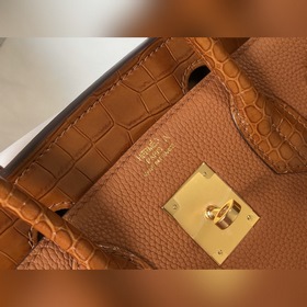Hermès, золотисто-коричневая сумка из искусственной кожи под крок
