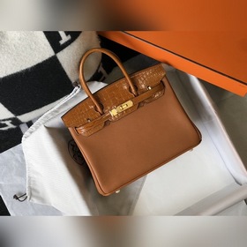 Hermès, золотисто-коричневая сумка из искусственной кожи под крок