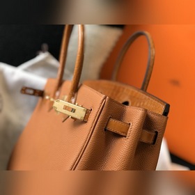 Hermès, золотисто-коричневая сумка из искусственной кожи под крок