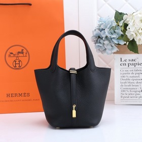 Сумка-корзинка Hermes Picotin из кожи TC, сшитая вручную медовым