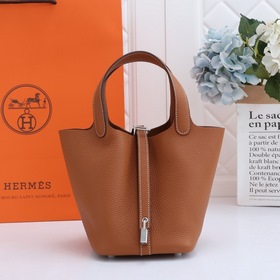 Сумка-корзинка Hermes Picotin из кожи TC, сшитая вручную медовым
