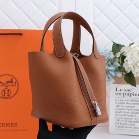 Сумка-корзинка Hermes Picotin из кожи TC, сшитая вручную медовым 