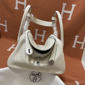 Сумка Hermes Lindy, импортная кожа TC, молочно-белый серебряной з
