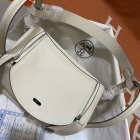 Сумка Hermes Lindy, импортная кожа TC, молочно-белый серебряной з