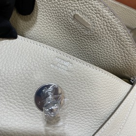 Сумка Hermes Lindy, импортная кожа TC, молочно-белый серебряной з