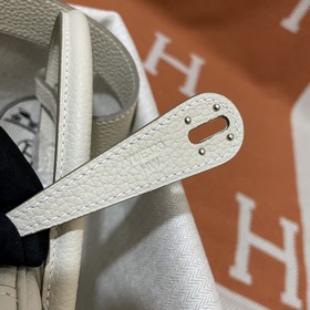 Сумка Hermes Lindy, импортная кожа TC, молочно-белый серебряной з