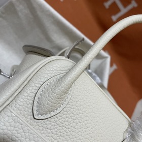 Сумка Hermes Lindy, импортная кожа TC, молочно-белый серебряной з