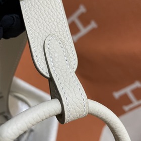 Сумка Hermes Lindy, импортная кожа TC, молочно-белый серебряной з