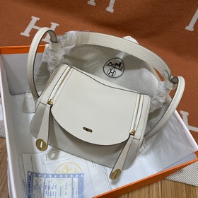 Сумка Hermes Lindy, импортная кожа TC, молочно-белый серебряной з