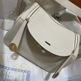 Сумка Hermes Lindy, импортная кожа TC, молочно-белый серебряной з