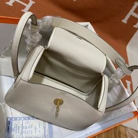 Сумка Hermes Lindy, импортная кожа TC, молочно-белый серебряной з