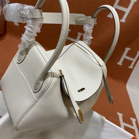 Сумка Hermes Lindy, импортная кожа TC, молочно-белый серебряной з