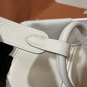 Сумка Hermes Lindy, импортная кожа TC, молочно-белый серебряной з