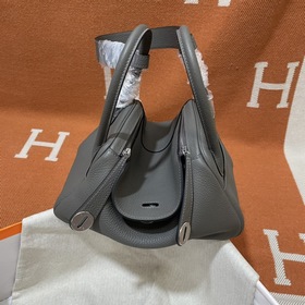 Сумка Hermes Lindy, импортная кожа TC, серебристо-золотая застежк