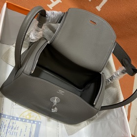 Сумка Hermes Lindy, импортная кожа TC, серебристо-золотая застежк