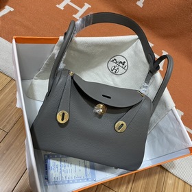 Сумка Hermes Lindy, импортная кожа TC, серебристо-золотая застежк