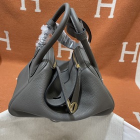Сумка Hermes Lindy, импортная кожа TC, серебристо-золотая застежк