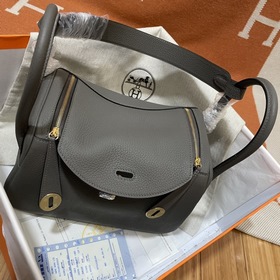 Сумка Hermes Lindy, импортная кожа TC, серебристо-золотая застежк