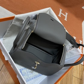 Сумка Hermes Lindy, импортная кожа TC, серебристо-золотая застежк