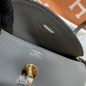 Сумка Hermes Lindy, импортная кожа TC, серебристо-золотая застежк