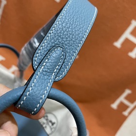 Сумка Hermes Lindy, импортная кожа TC, джинсовый синий, золотая и