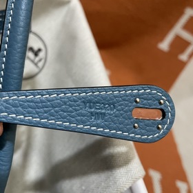 Сумка Hermes Lindy, импортная кожа TC, джинсовый синий, золотая и