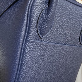 Сумка Hermes Lindy, импортная кожа TC, синий с золотыми серебряны