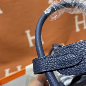 Сумка Hermes Lindy, импортная кожа TC, синий с золотыми серебряны