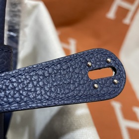 Сумка Hermes Lindy, импортная кожа TC, синий с золотыми серебряны