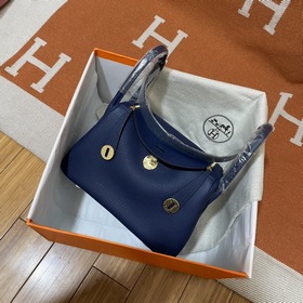 Сумка Hermes Lindy, импортная кожа TC, драгоценный синий цвет с з