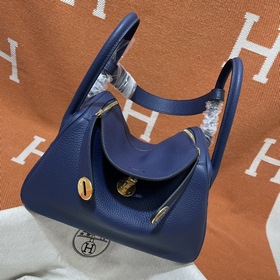 Сумка Hermes Lindy, импортная кожа TC, драгоценный синий цвет с з
